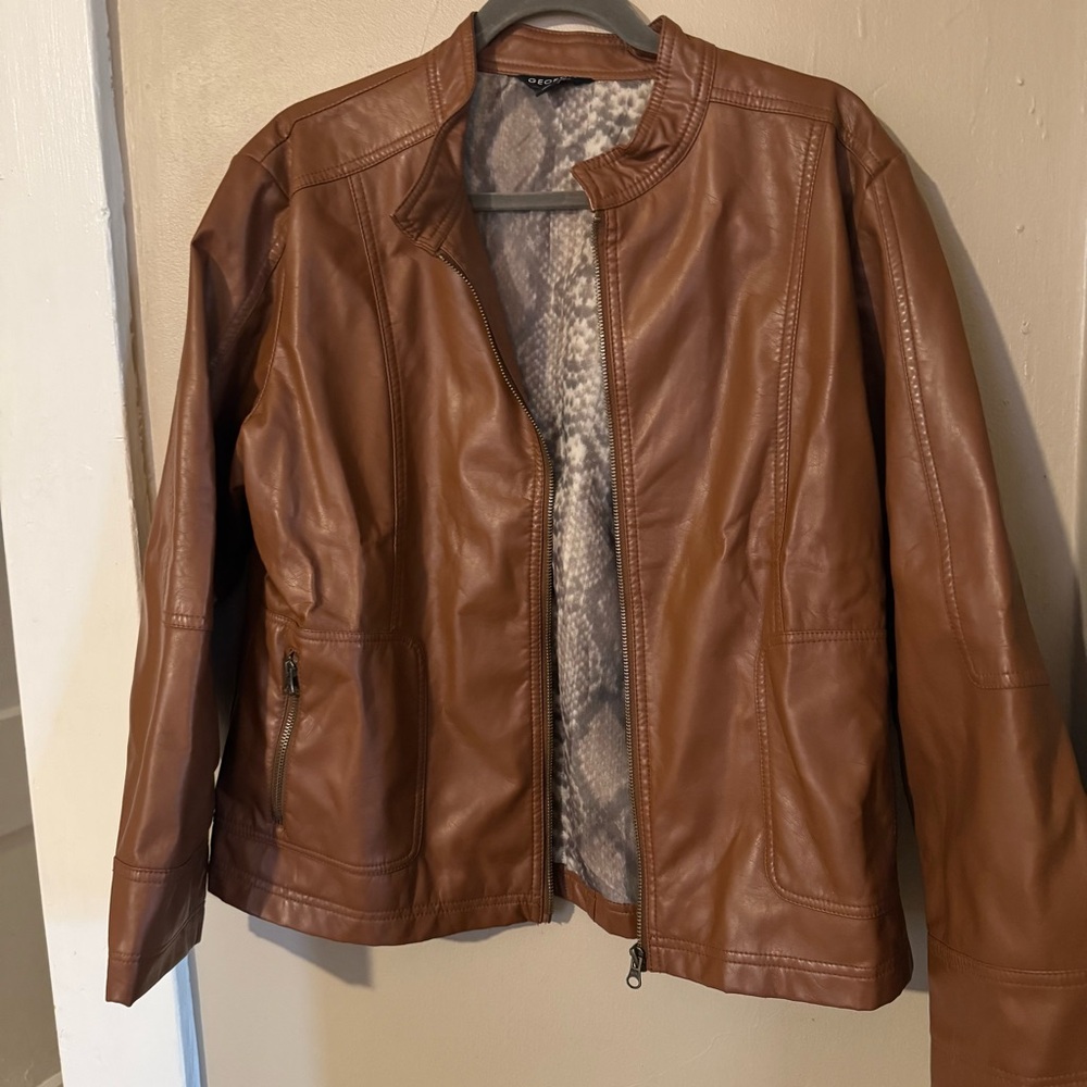 George Tan Leather Jacket - Picture 2 of 10